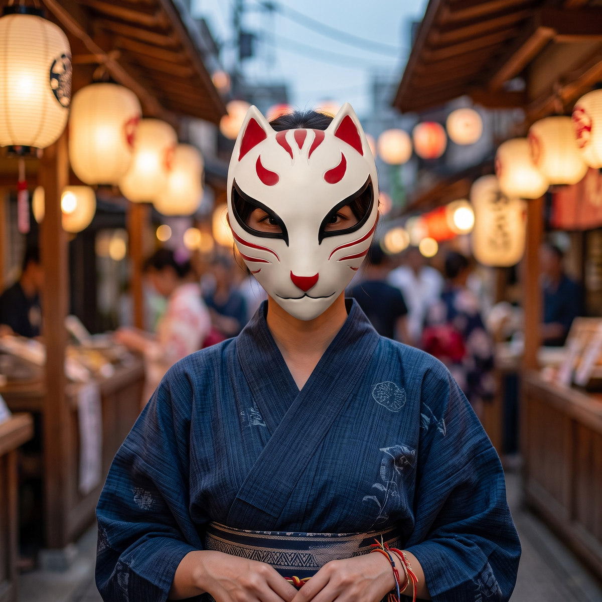 Adult Unisex Traditional Japanese Halloween Cosplay Costume Masks (4 Styles)