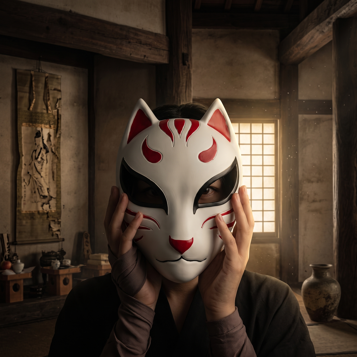 Adult Unisex Traditional Japanese Halloween Cosplay Costume Masks (4 Styles)