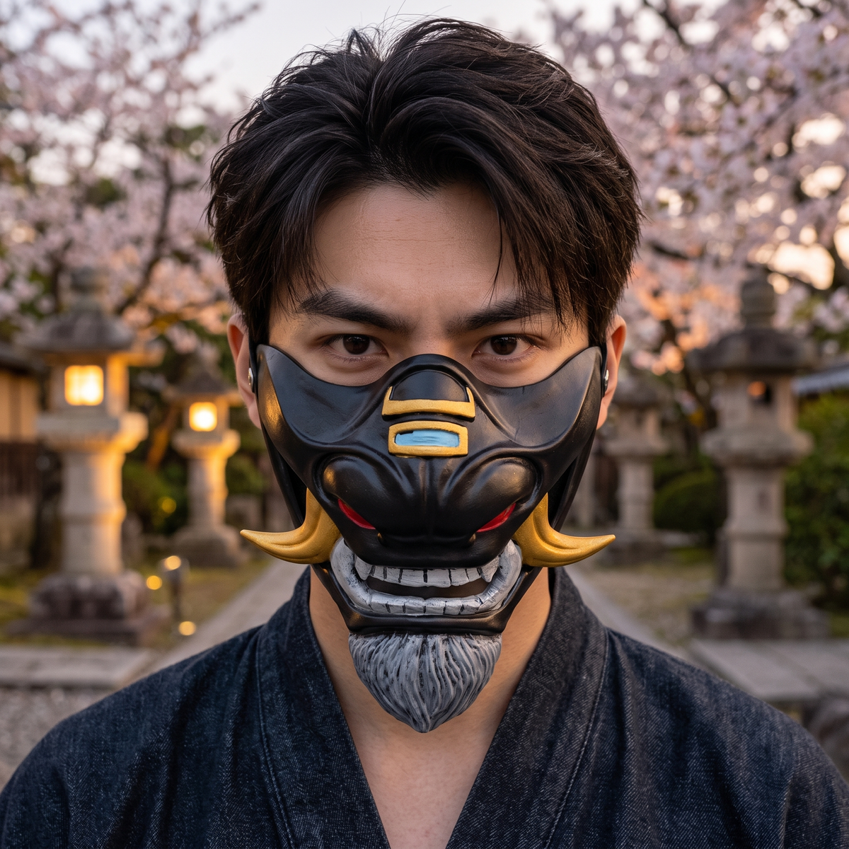 Adult Unisex Traditional Japanese Halloween Cosplay Costume Masks (4 Styles)