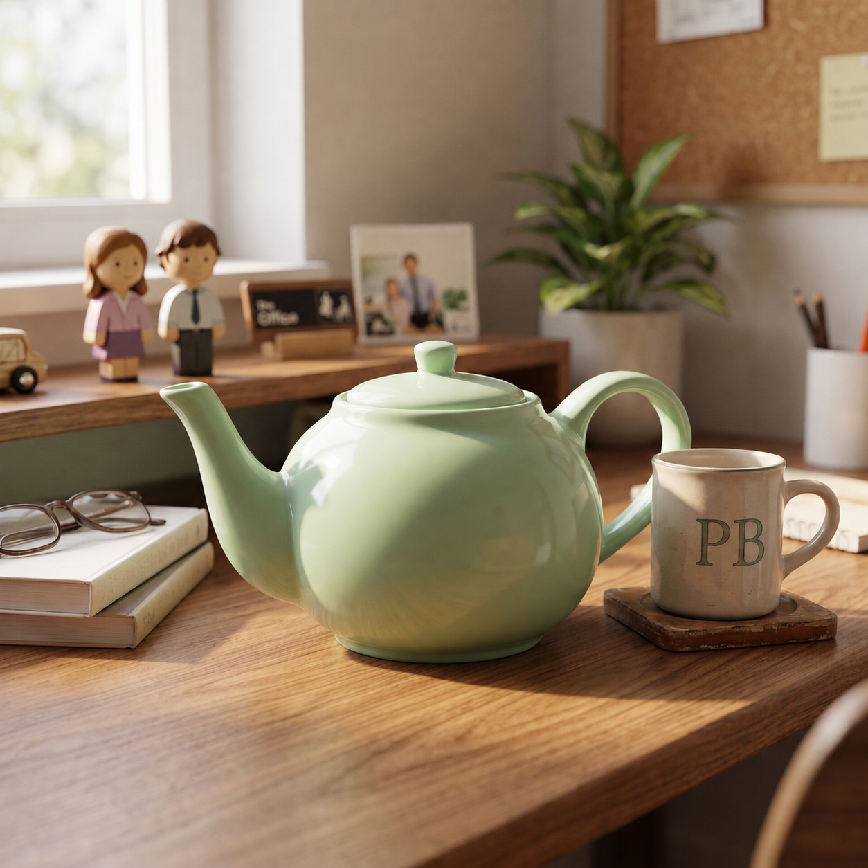 Jim & Pam's The Office Replica Gift Idea Seafoam Green Teapot