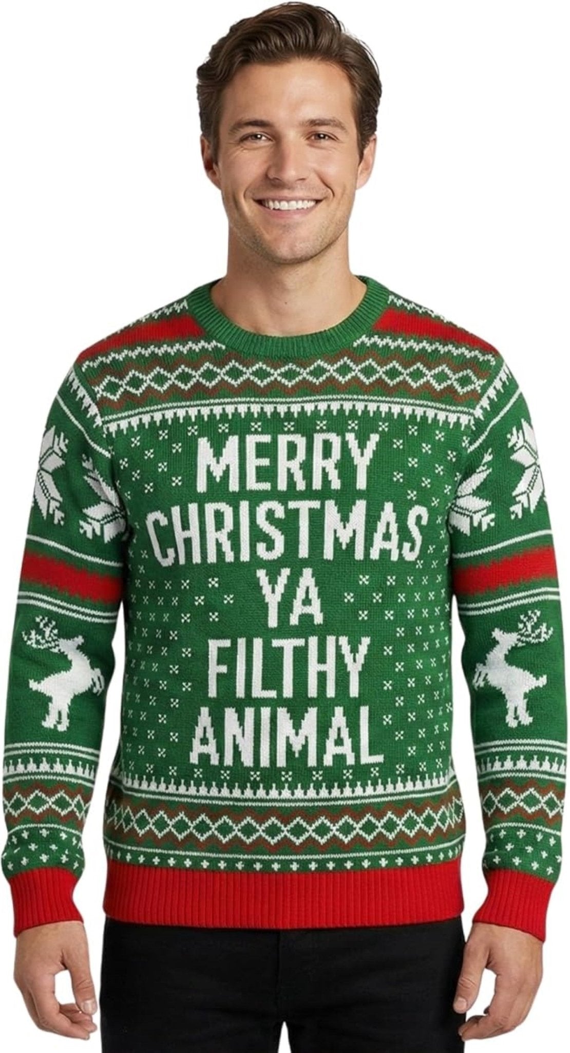 1990s Christmas Movie Quote Adult Ugly Christmas Sweater (Green/Red) - TVStoreOnline