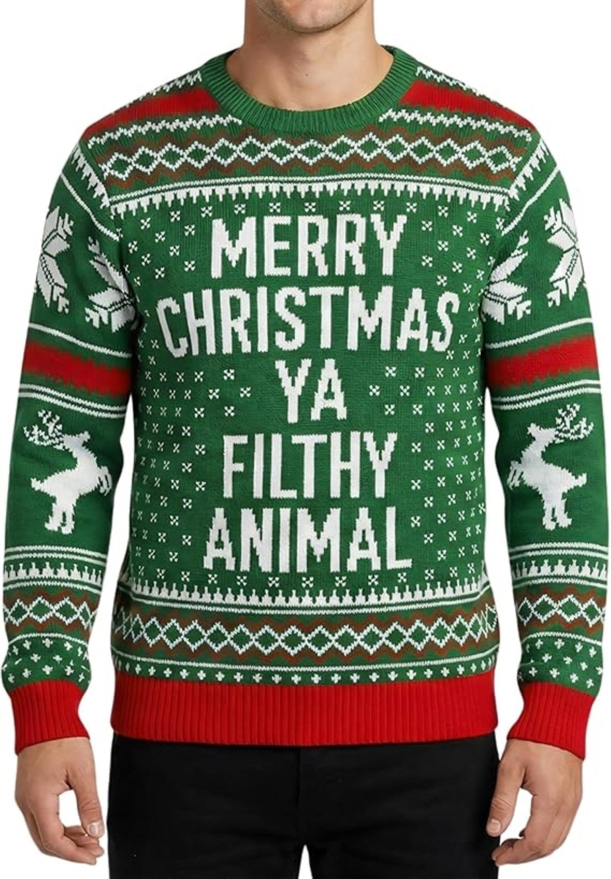 1990s Christmas Movie Quote Adult Ugly Christmas Sweater (Green/Red) - TVStoreOnline