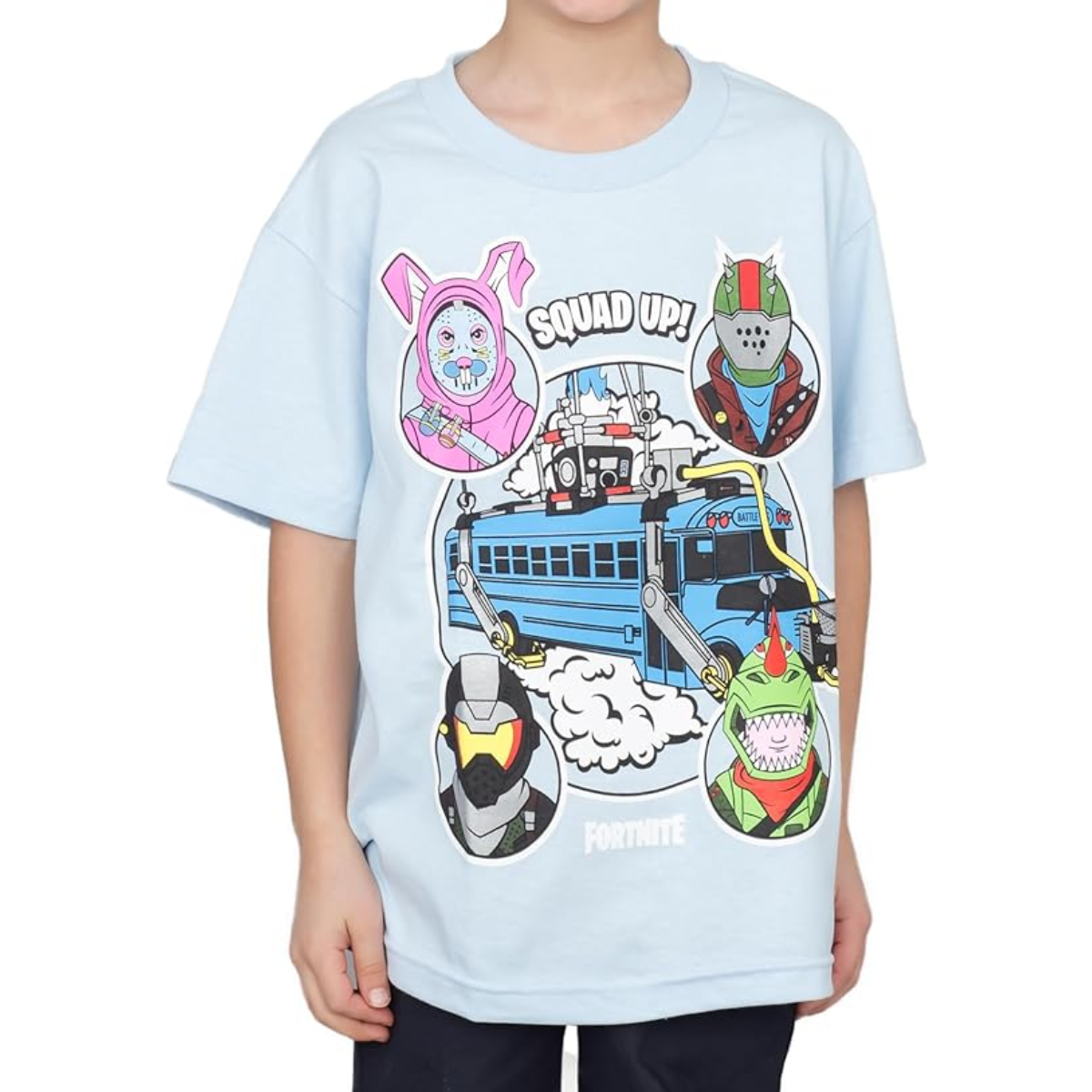Fortnite Bus Crew Light Blue Youth T-shirt