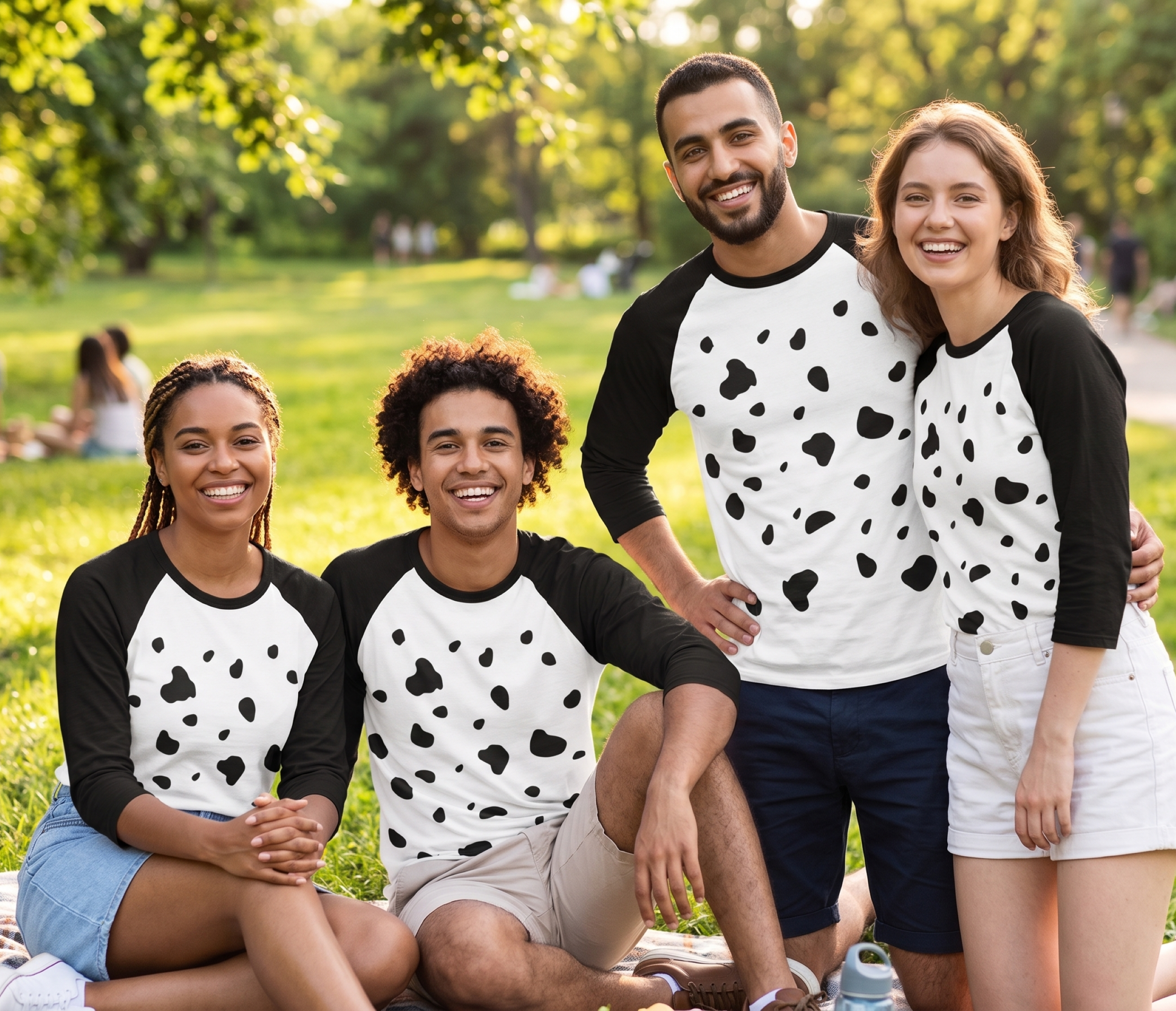 Dalmatian Shirt 3/4 Sleeve Raglan Adult Unisex Halloween Cosplay Costume Shirt
