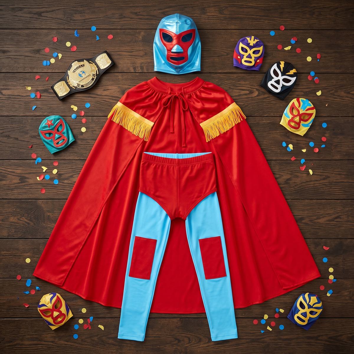 Kids Youth Replica Luchador Wrestler Halloween Cosplay Costume Set