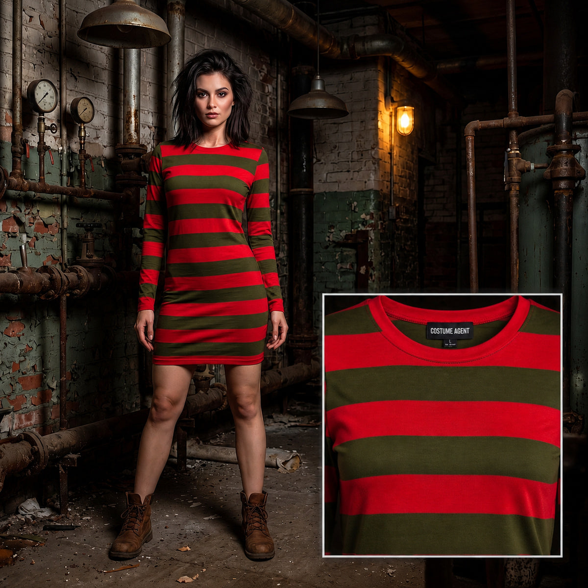 Fred K NOES 1980s Retro Horror Women's Halloween Cosplay Costume Dress