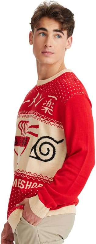 Naruto Shippuden Men's Pullover Sweater Ichiraku Ramen Shop Bowl Anime Design