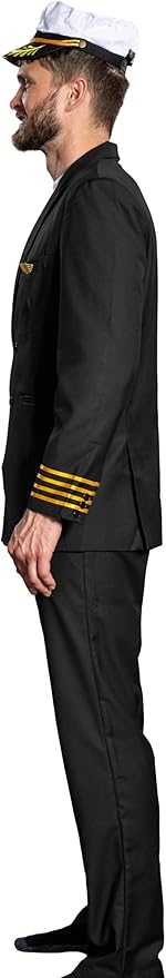 Adult Men's Pilots Uniform Halloween Cosplay Costume Deluxe Set