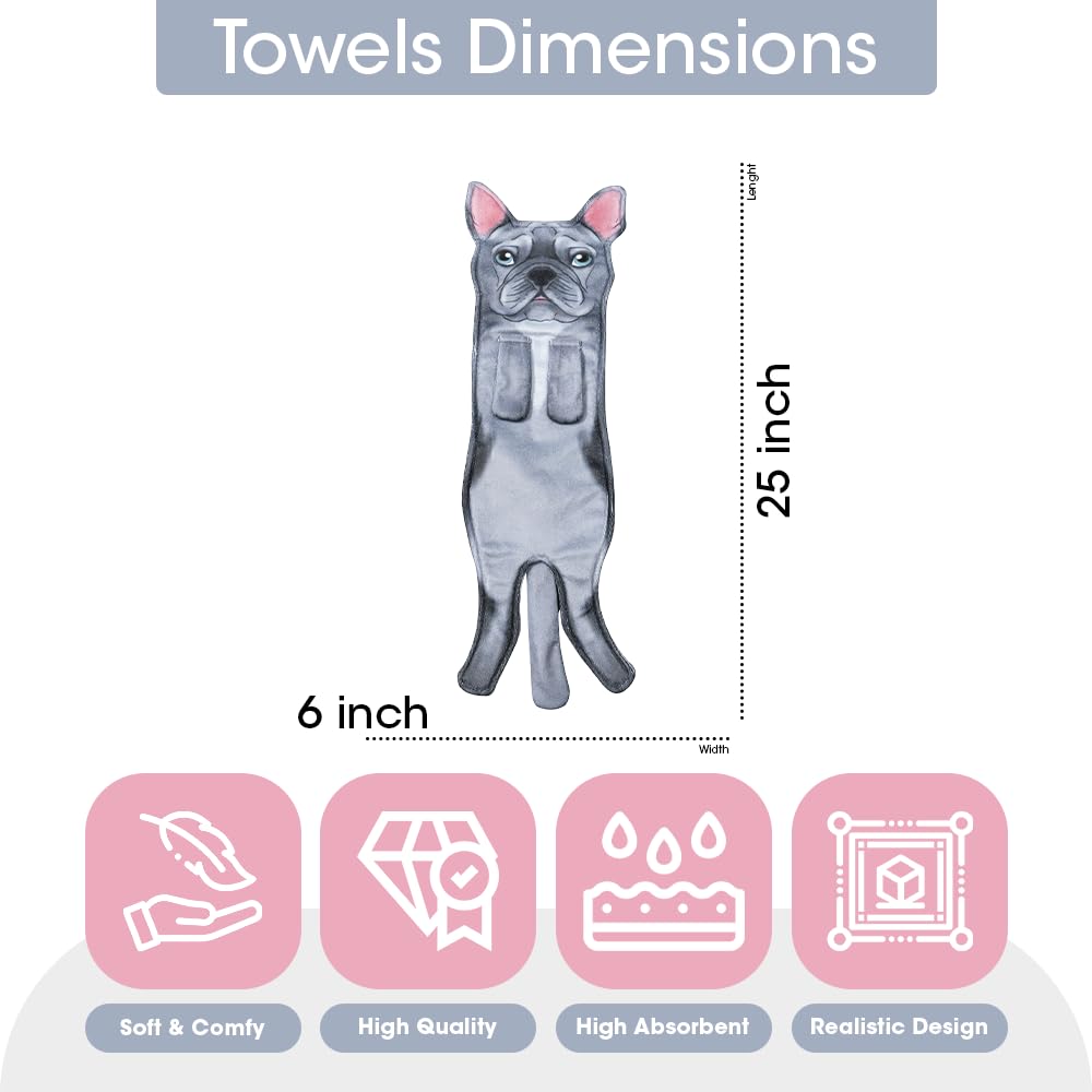 Animal Funny Themed Hanging Hand Towels for Bathroom & Kitchen – Soft Decorative Face Washcloths with 10 Cute Designs