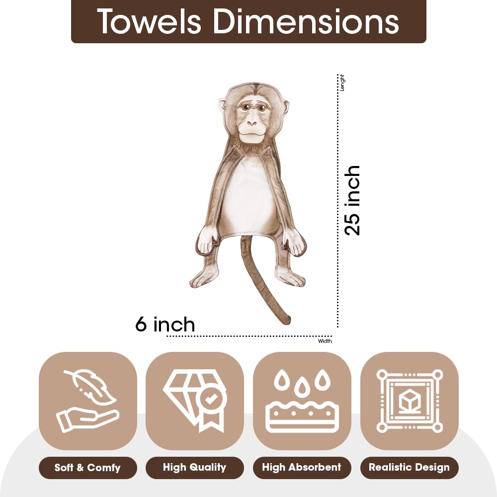 Animal Funny Themed Hanging Hand Towels for Bathroom & Kitchen – Soft Decorative Face Washcloths with 10 Cute Designs