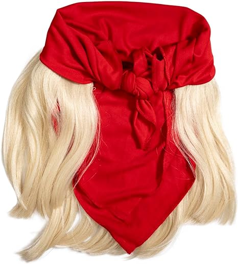 Red Mania Wrestler Bandana with Attached Wig and Mustache