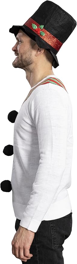 I Am the Snowman Knitted Ugly Christmas Sweater Top Hat Costume Set