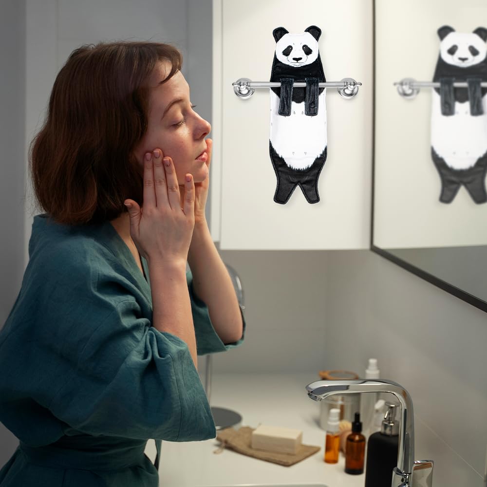 Animal Funny Themed Hanging Hand Towels for Bathroom & Kitchen – Soft Decorative Face Washcloths with 10 Cute Designs
