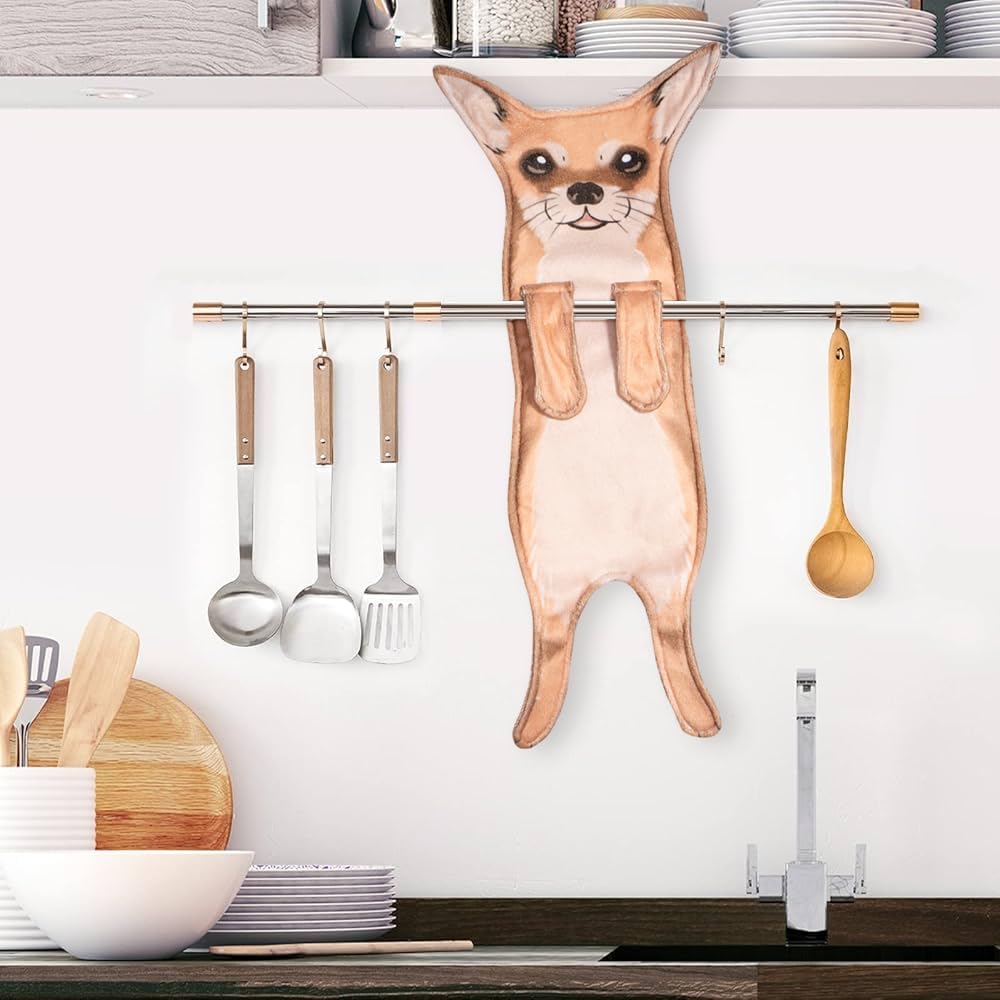 Animal Funny Themed Hanging Hand Towels for Bathroom & Kitchen – Soft Decorative Face Washcloths with 10 Cute Designs