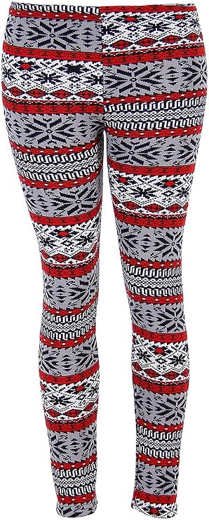 Ugly REINDEER SNOWFLAKES Pattern BLACK WHITE Christmas Leggings