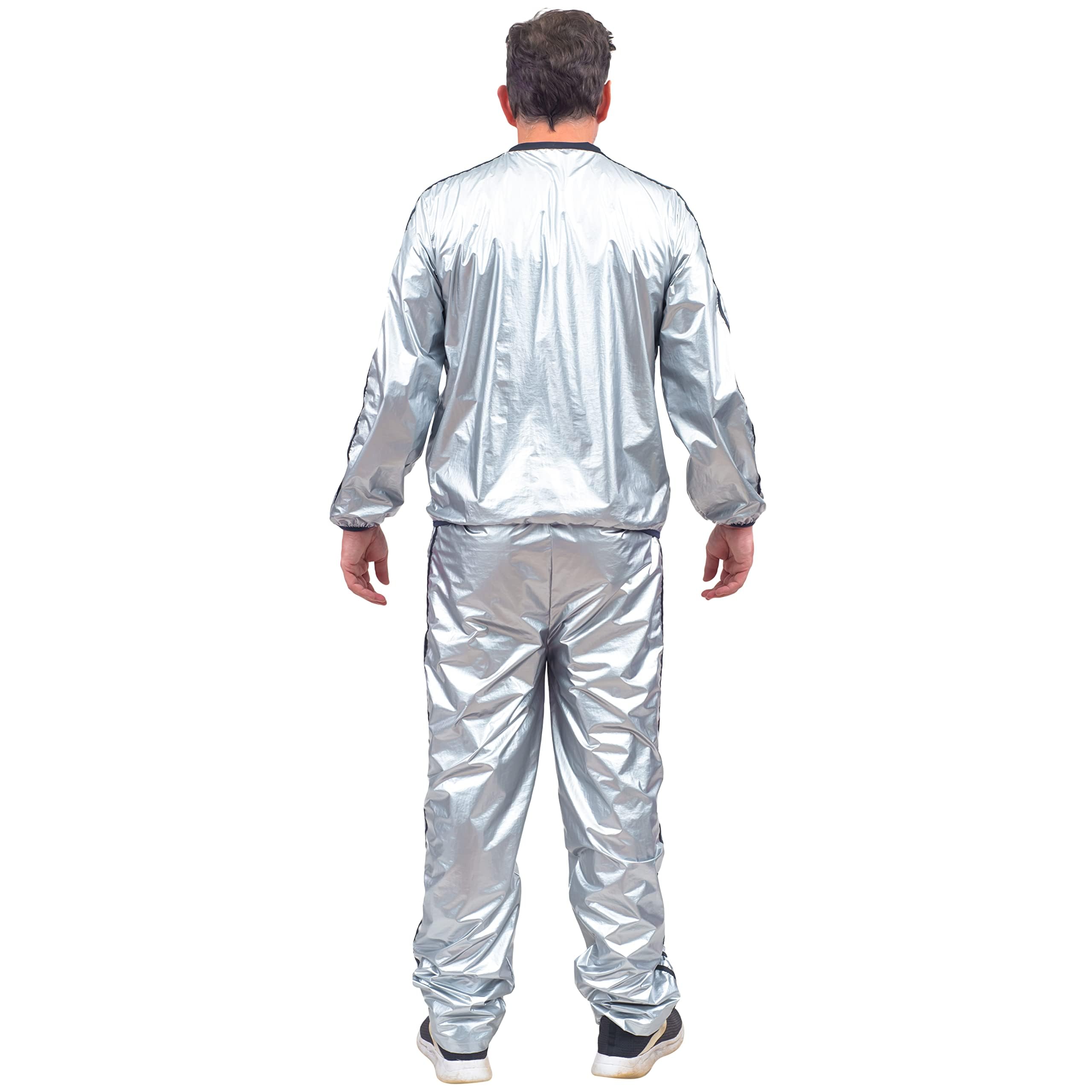 Todd and Margo Shiny Silver 2 Piece Workout Top and Pants Halloween Costume Set