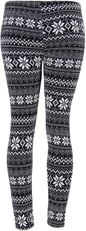 Ugly REINDEER SNOWFLAKES Pattern BLACK WHITE Christmas Leggings