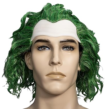 Psycho Clown Joke Villain Green Hair Wig