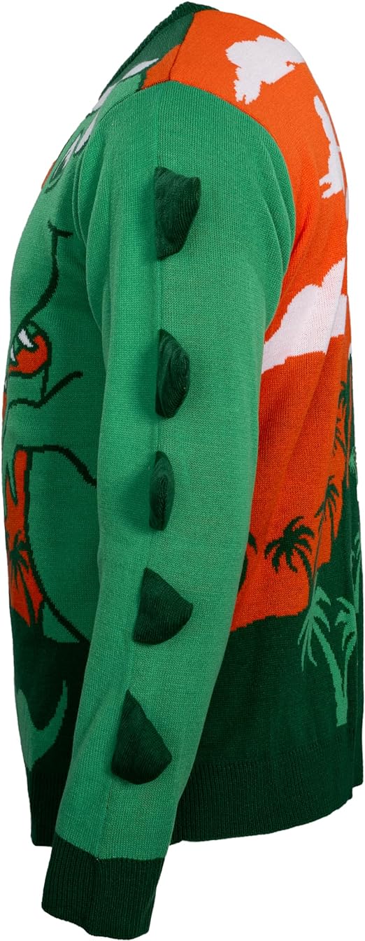 3D T-Rex Santa Hat Light UP Sweater