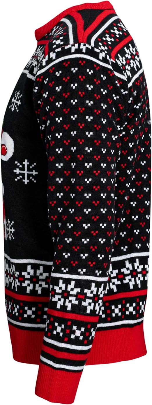 Skull Santa Claus Bones Lights and Snowflakes Sweater