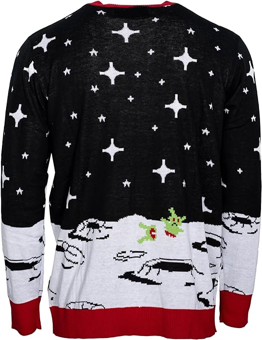 Santa Claus Riding T-Rex on Moon Pixelated