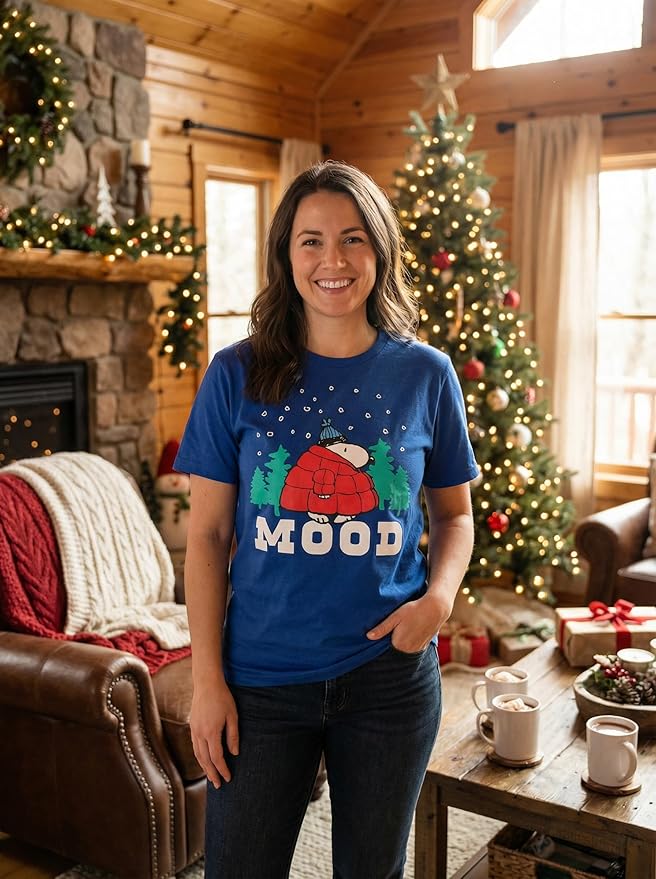 Officially Licensed Peanuts Snoopy Mood Puff Jacket Graphic Tee Adult Unisex T-Shirt