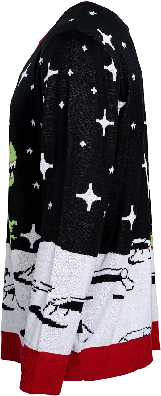 Santa Claus Riding T-Rex on Moon Pixelated