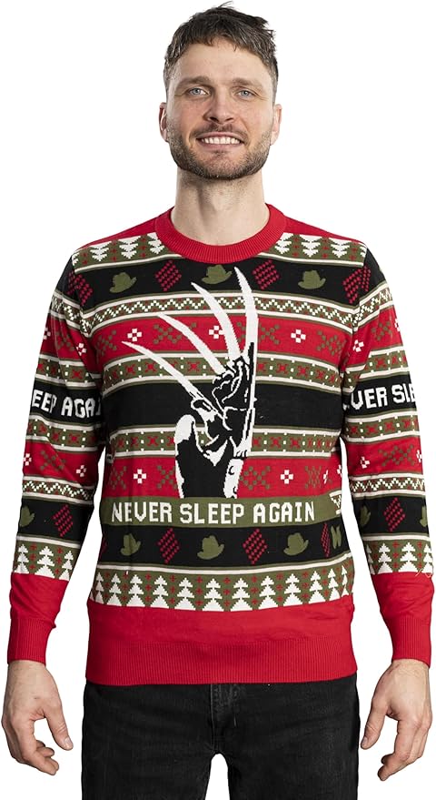 Elm Street Freddy Krueger Never Sleep Knitted Ugly Christmas Sweater