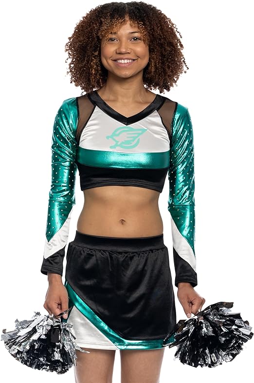 Maddy Cheerleader High School Top Skirt and Poms Set