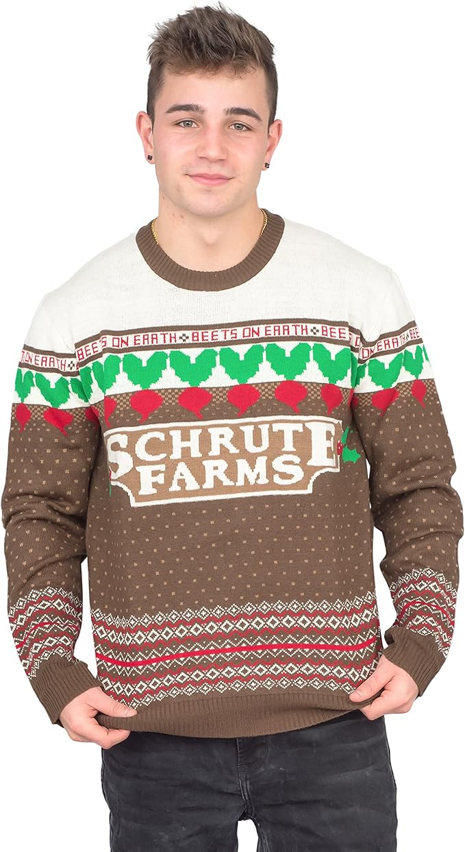 The Office TV Series Dwight Schrute Farms Beets Ugly Christmas Sweater