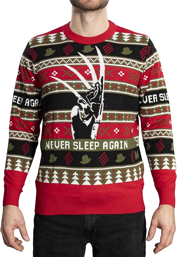 Elm Street Freddy Krueger Never Sleep Knitted Ugly Christmas Sweater