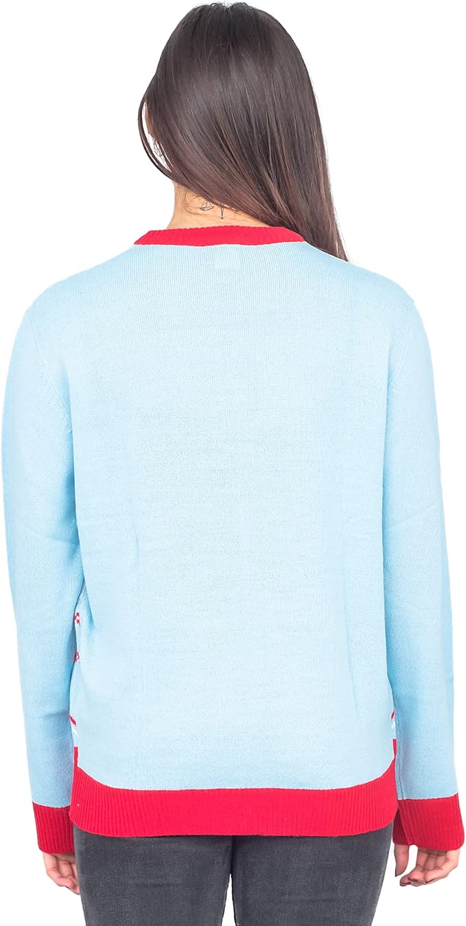 Rick and Morty Holiday Party Light Blue Adult Unisex Ugly Christmas Sweater