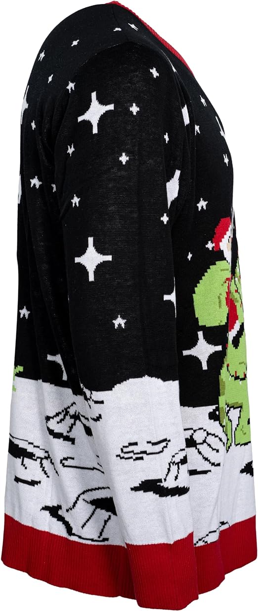 Santa Claus Riding T-Rex on Moon Pixelated