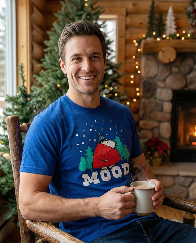 Officially Licensed Peanuts Snoopy Mood Puff Jacket Graphic Tee Adult Unisex T-Shirt