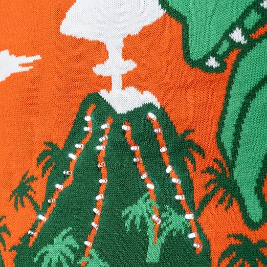3D T-Rex Santa Hat Light UP Sweater