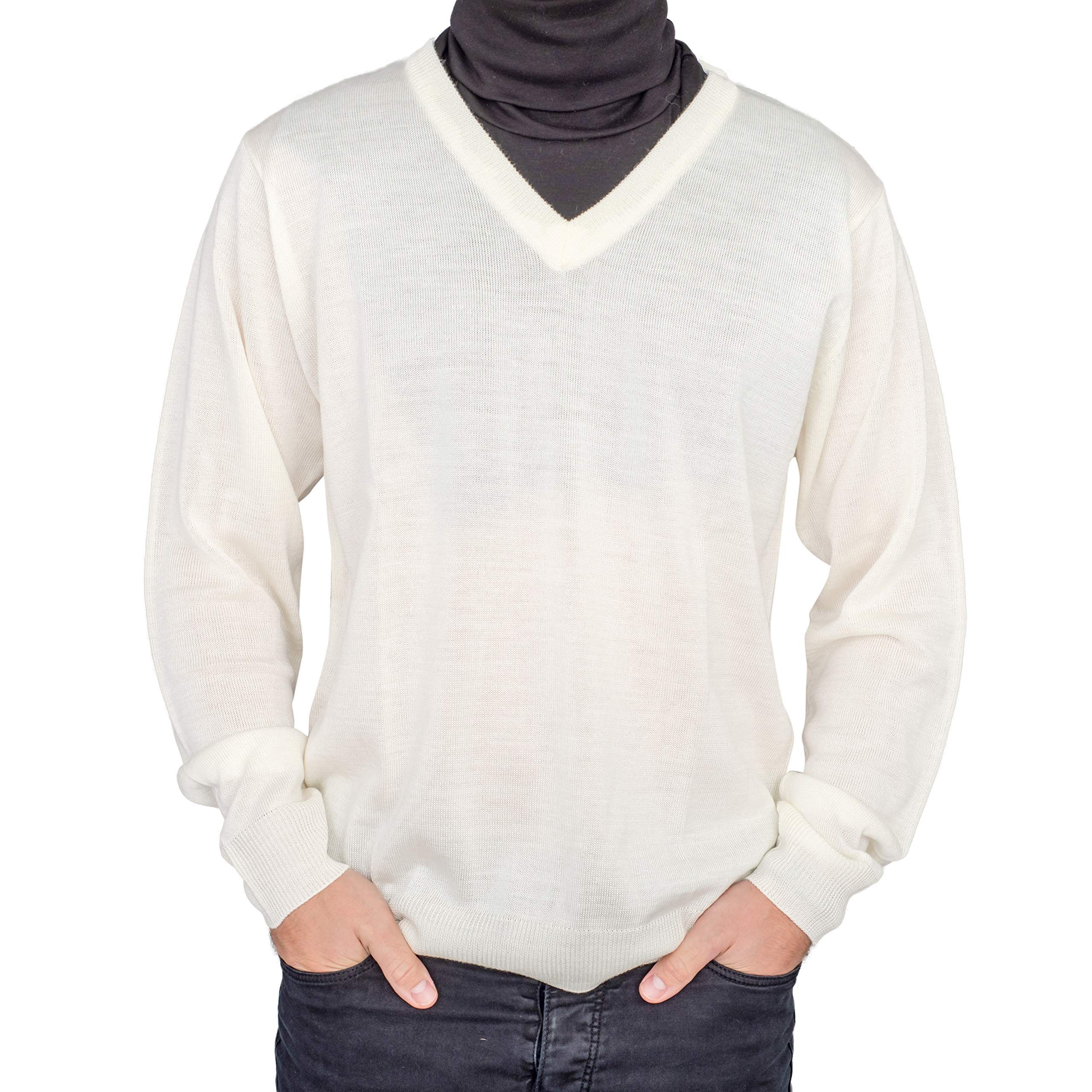 Crazy Cousin White V-Neck Sweater with Black Dickey