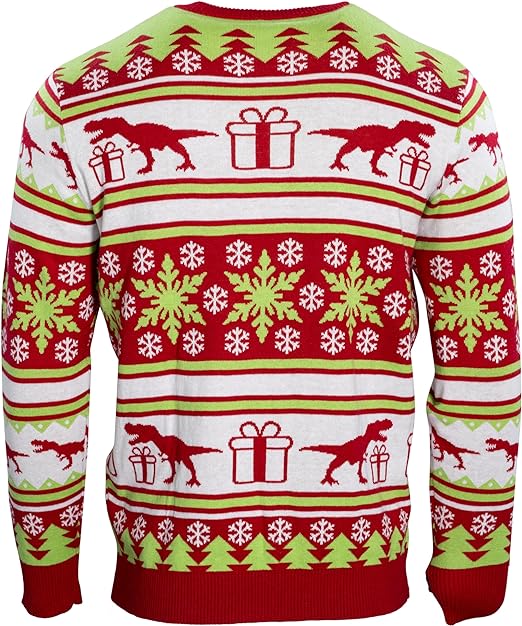 T-Rex Santa Hat 3D Interactive Gift Box Sweater