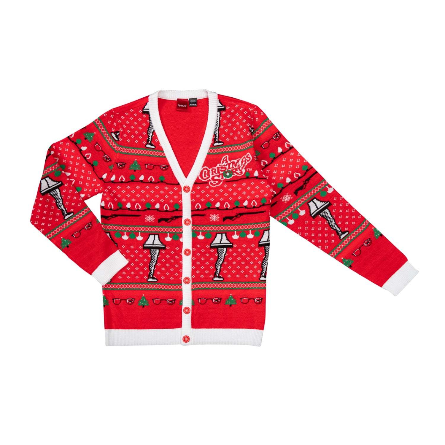 A Christmas Story Leg Lamp Button Up Cardigan Ugly Holiday Sweater
