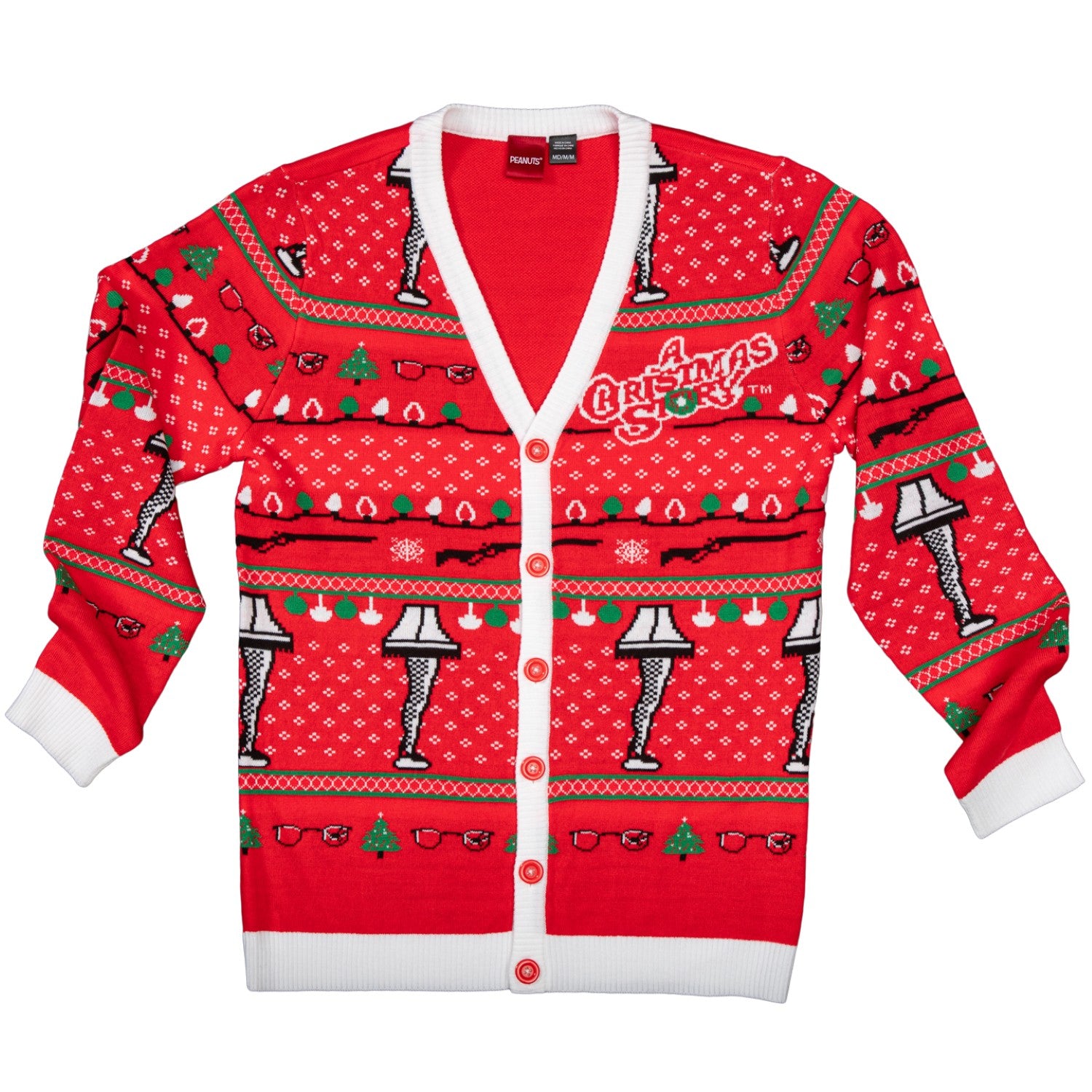 A Christmas Story Leg Lamp Button Up Cardigan Ugly Holiday Sweater