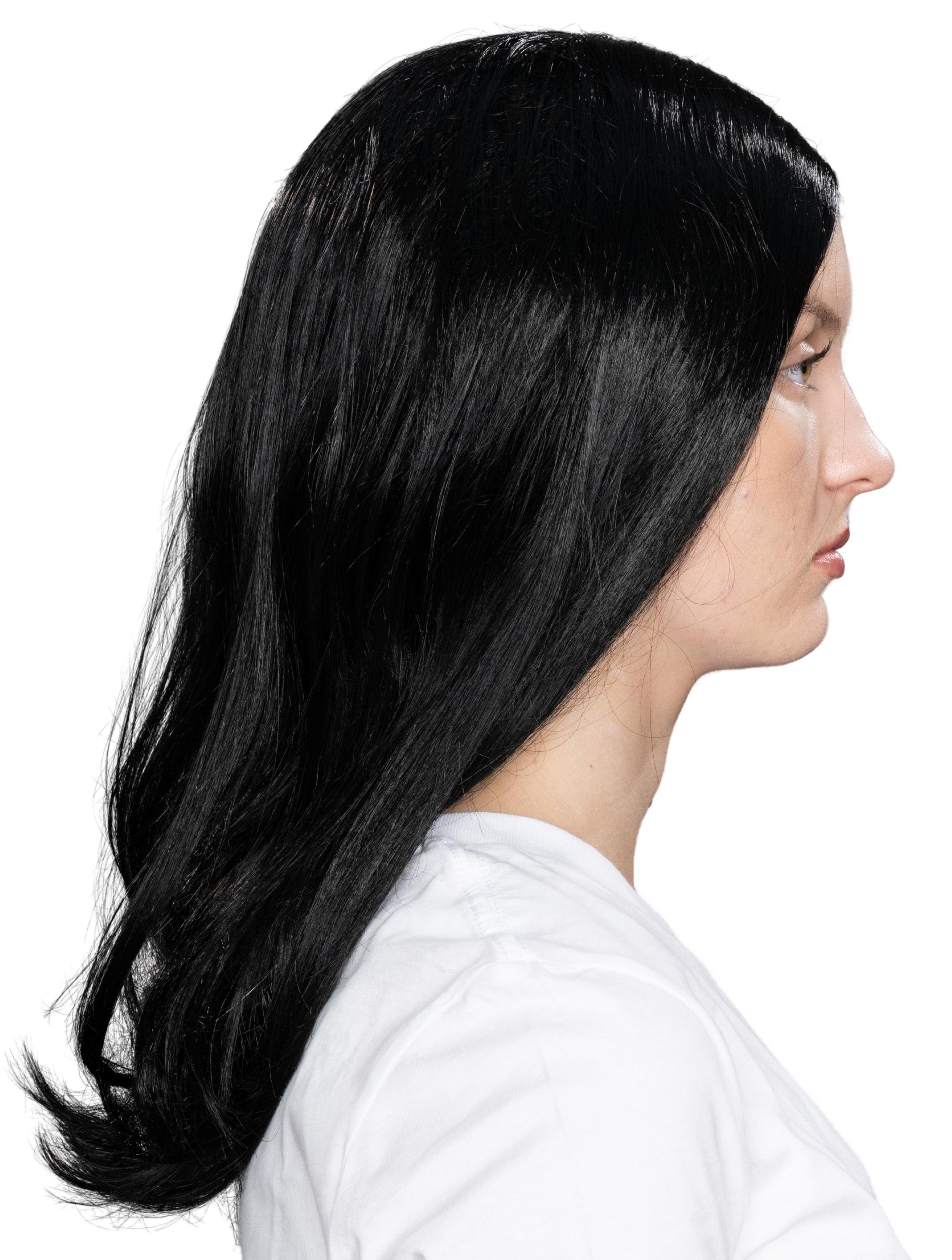 Adams Spooky Family Mother Long Hair Morticia Halloween Cosplay Costume Wig