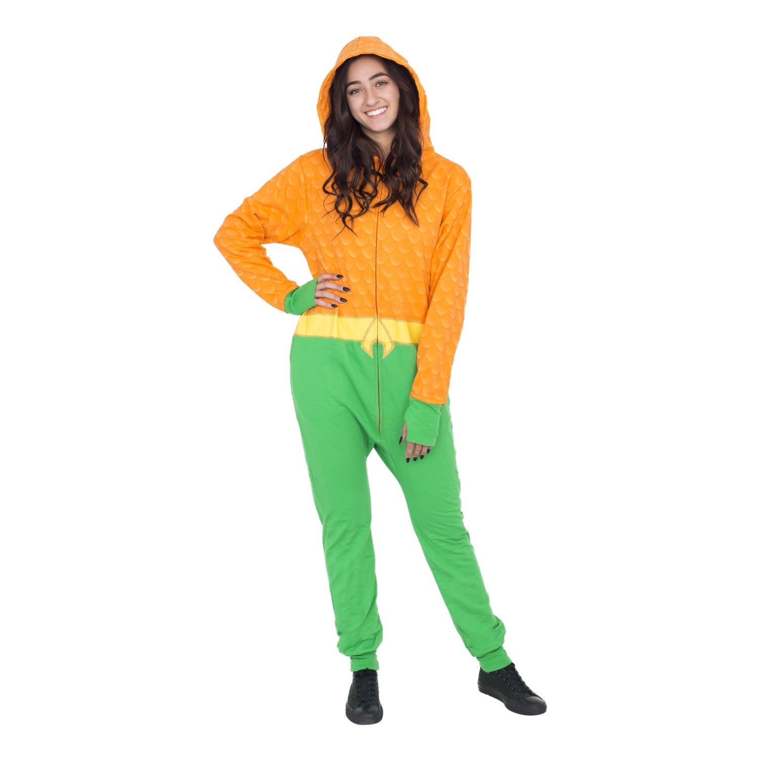 Aquaman Women's DC Comics Hooded One Piece Pajama Set