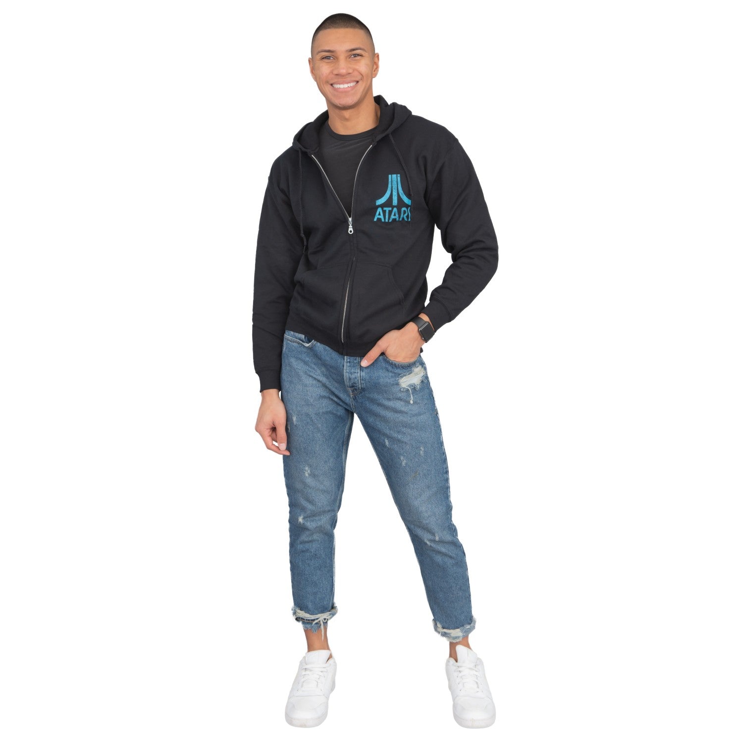 Atari Adult Unisex Back & Chest Square Logo Zip Up Hoodie