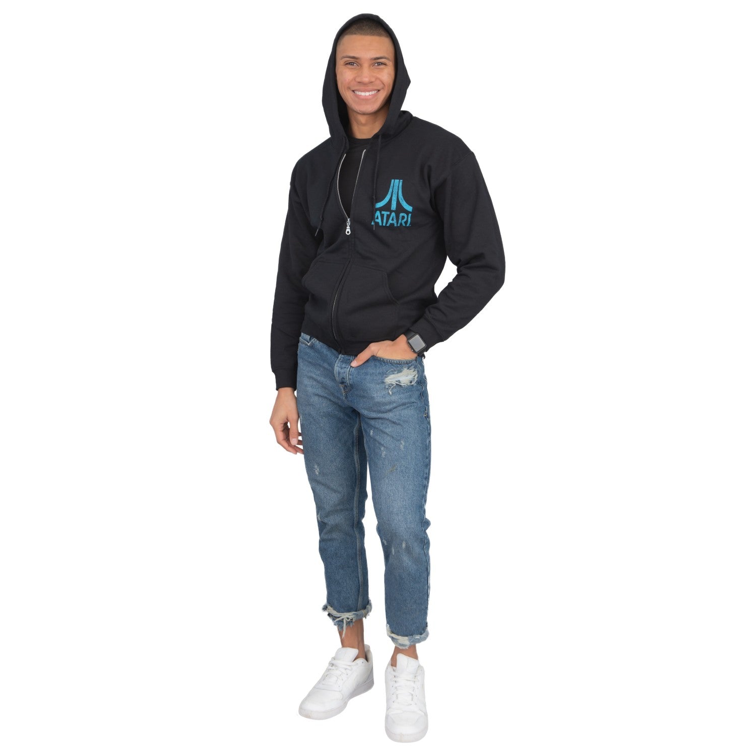 Atari Adult Unisex Back & Chest Square Logo Zip Up Hoodie