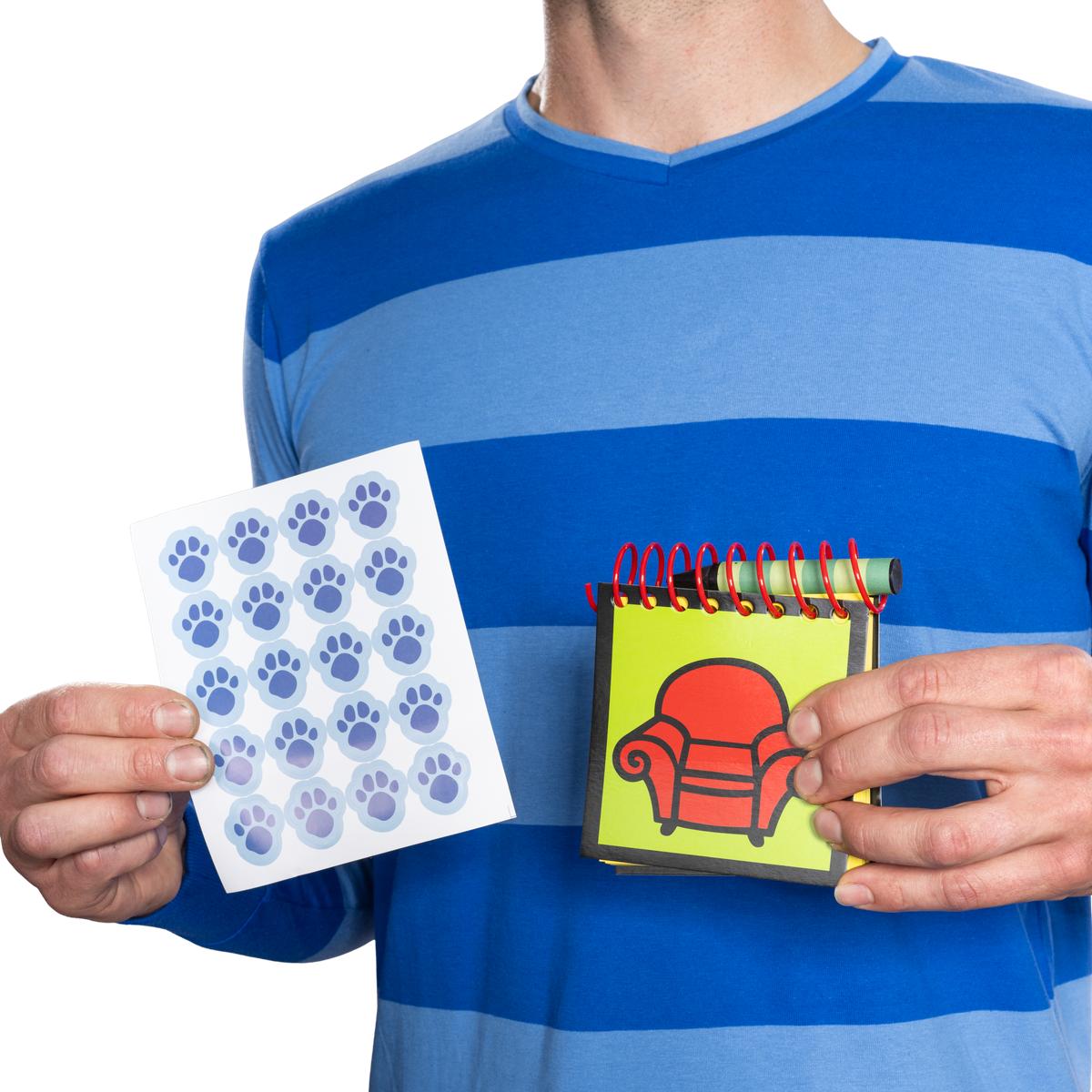 Dog Detective and Blue Handy Notebook Halloween Costume Cosplay Accessory with Dog Paws Stickers and Black Crayon