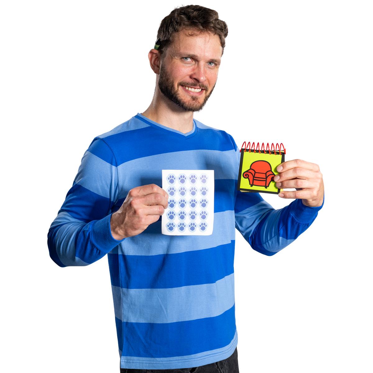 Dog Detective and Blue Handy Notebook Halloween Costume Cosplay Accessory with Dog Paws Stickers and Black Crayon