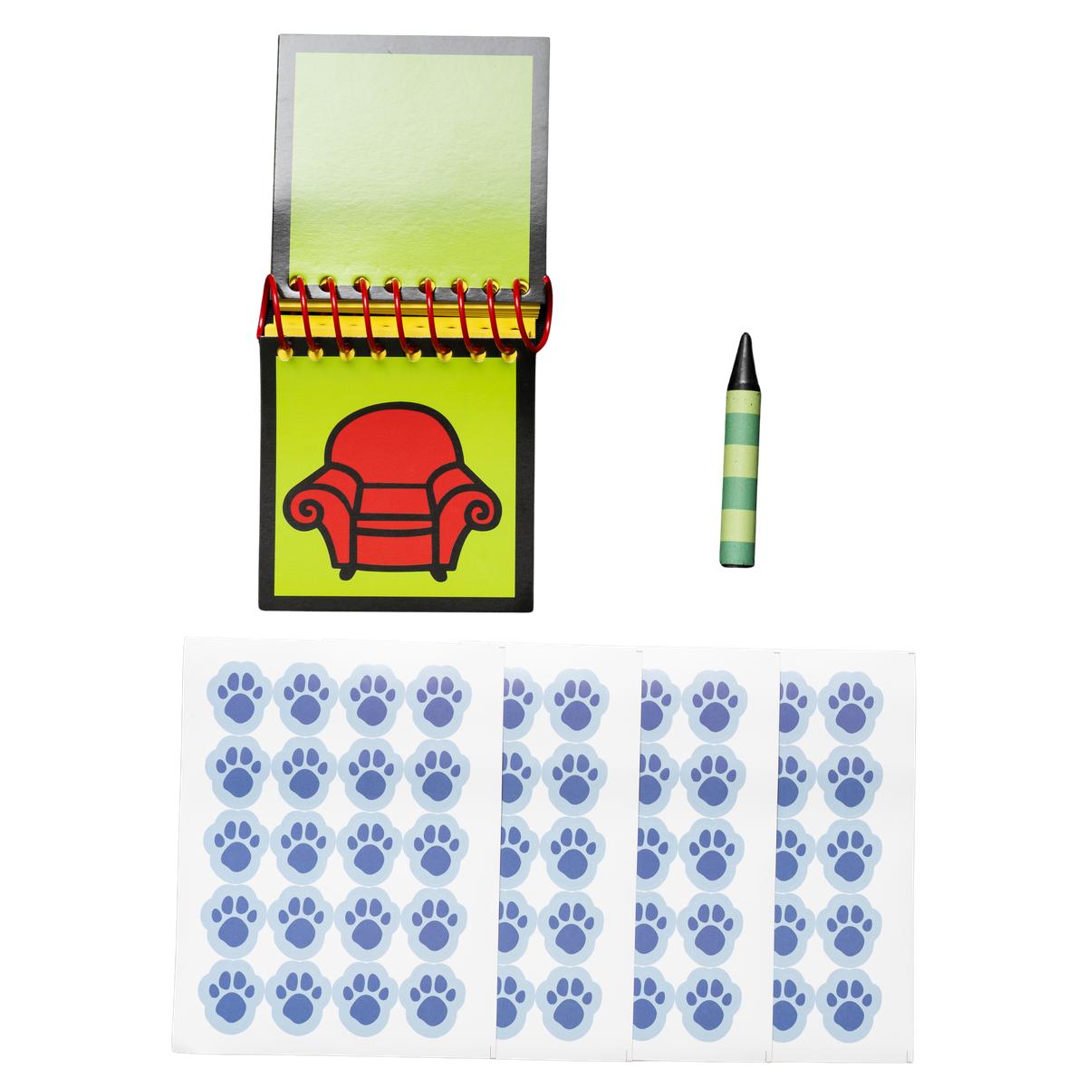 Dog Detective and Blue Handy Notebook Halloween Costume Cosplay Accessory with Dog Paws Stickers and Black Crayon