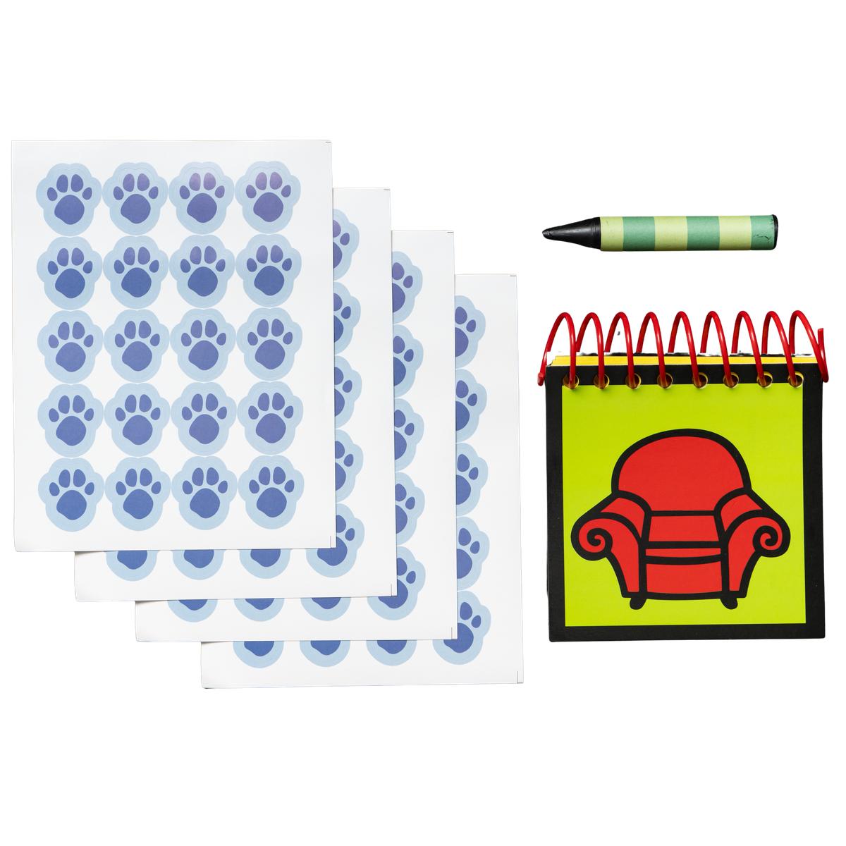Dog Detective and Blue Handy Notebook Halloween Costume Cosplay Accessory with Dog Paws Stickers and Black Crayon