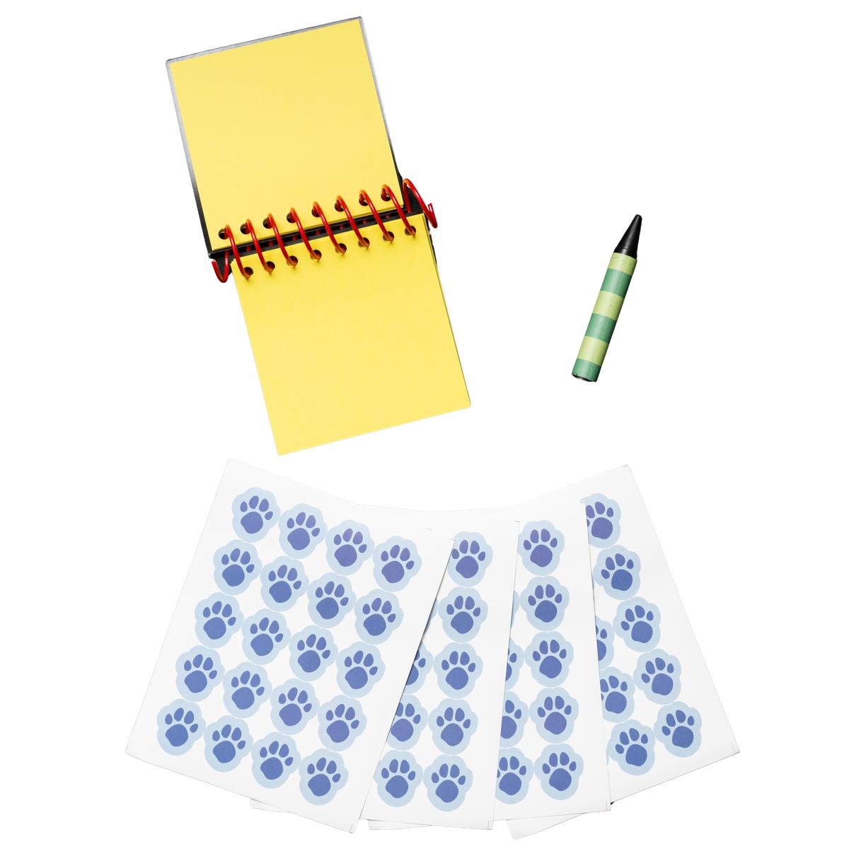 Dog Detective and Blue Handy Notebook Halloween Costume Cosplay Accessory with Dog Paws Stickers and Black Crayon