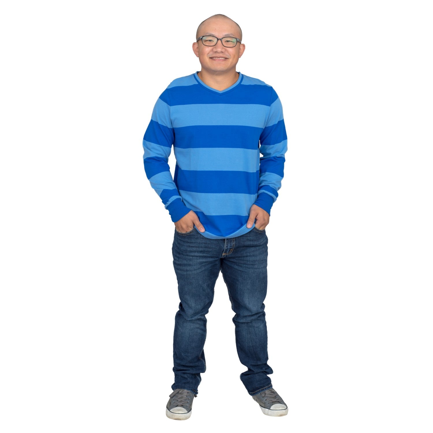 Blue and Detective Halloween Costume Green Striped Shirt