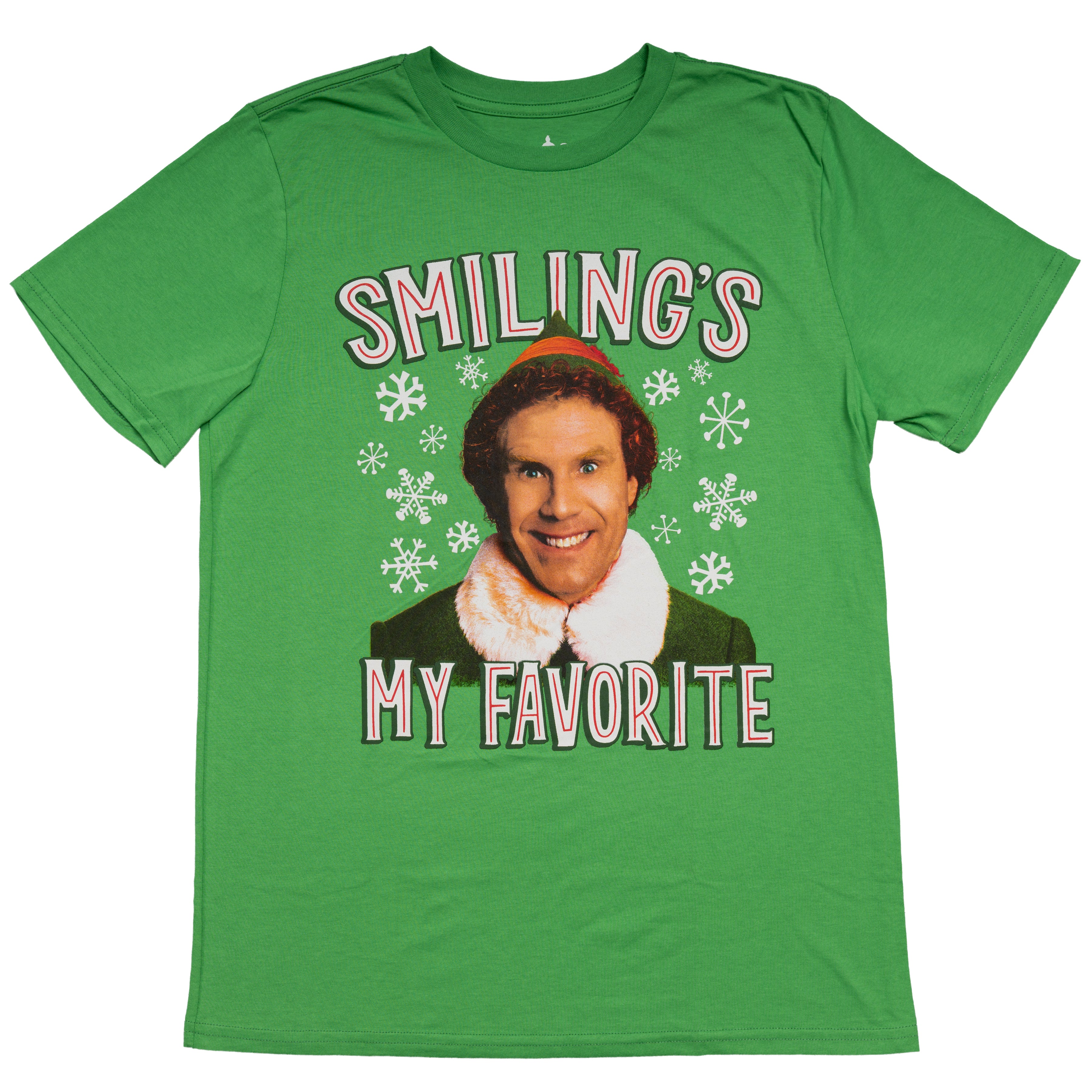 Buddy the Elf Smiling is my Favorite T-shirt Kelly Green